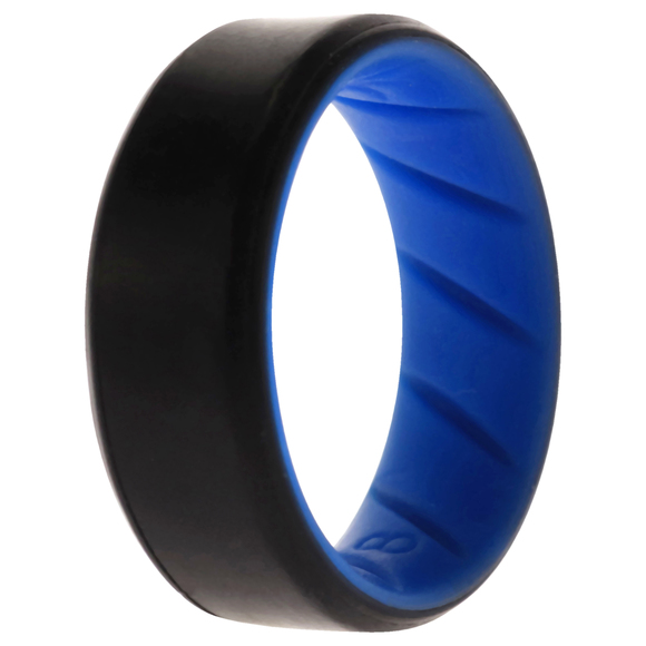 Silicone Wedding BR 8mm Edge Ring - Light-Blue-Black by ROQ for Men - 8 mm Ring - Picture 2 of 2